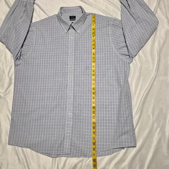 Arrow Mens Long-sleeve Button Down Dress Shirt, Light Blue Grid, 17.5, 32/33 - Picture 5 of 8